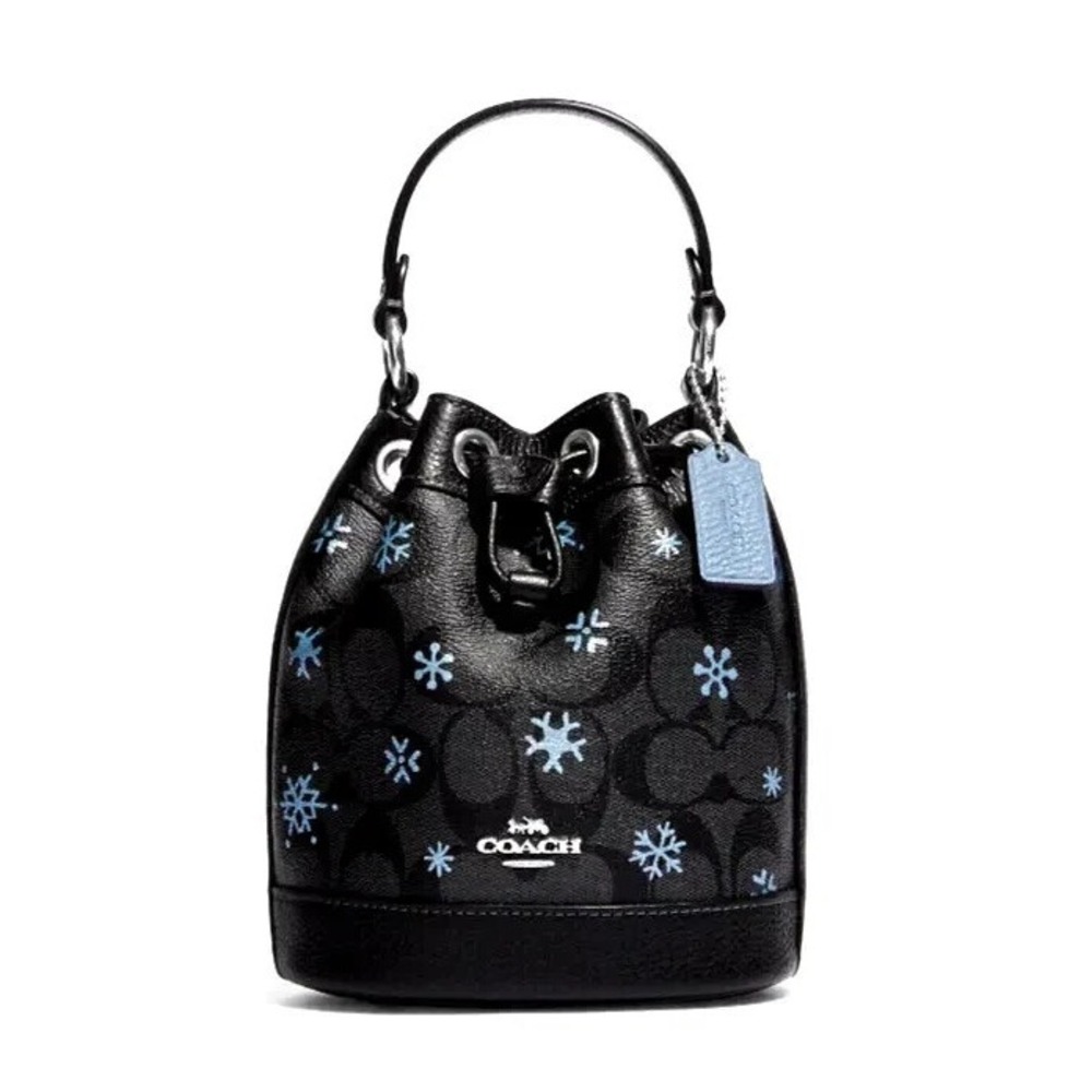 Coach Dempsey Drawstring Snowflake Print Crossbody Bucket Bag NWOT